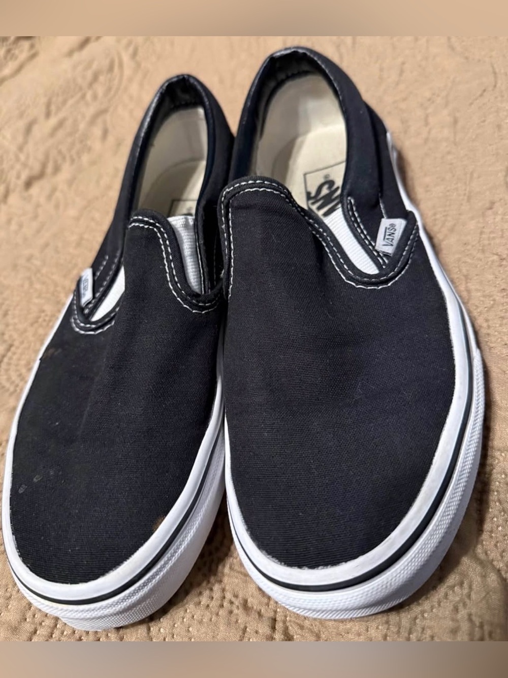 Vans Kids Slip-On Sneakers in Black and White